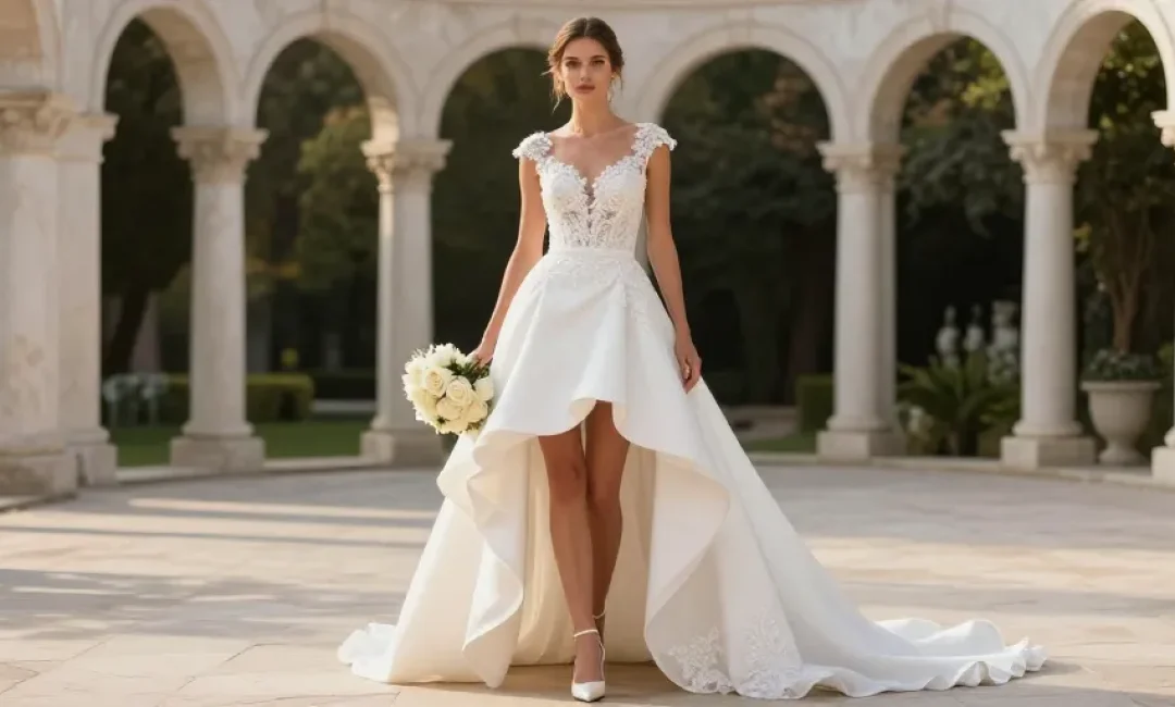robe de mariage courte devant longue derriere